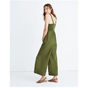 Madewell Womens Jumpsuit Olive Green Button Front Wide Leg Sleeveless size‎ 2